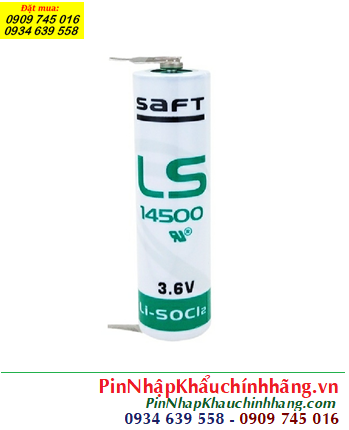 Saft LS14500 (chân thép hàn), Pin nuôi nguồn Saft LS14500 AA 2600mAh, Xuất xứ PHÁP